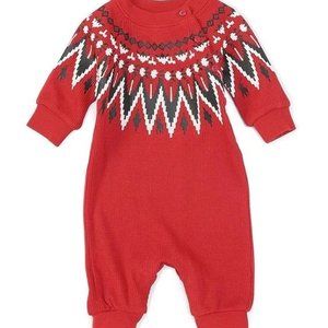 RALPH LAUREN Baby Boy size 3 Months Fair Isle Waffle Knit Coverall Outfit